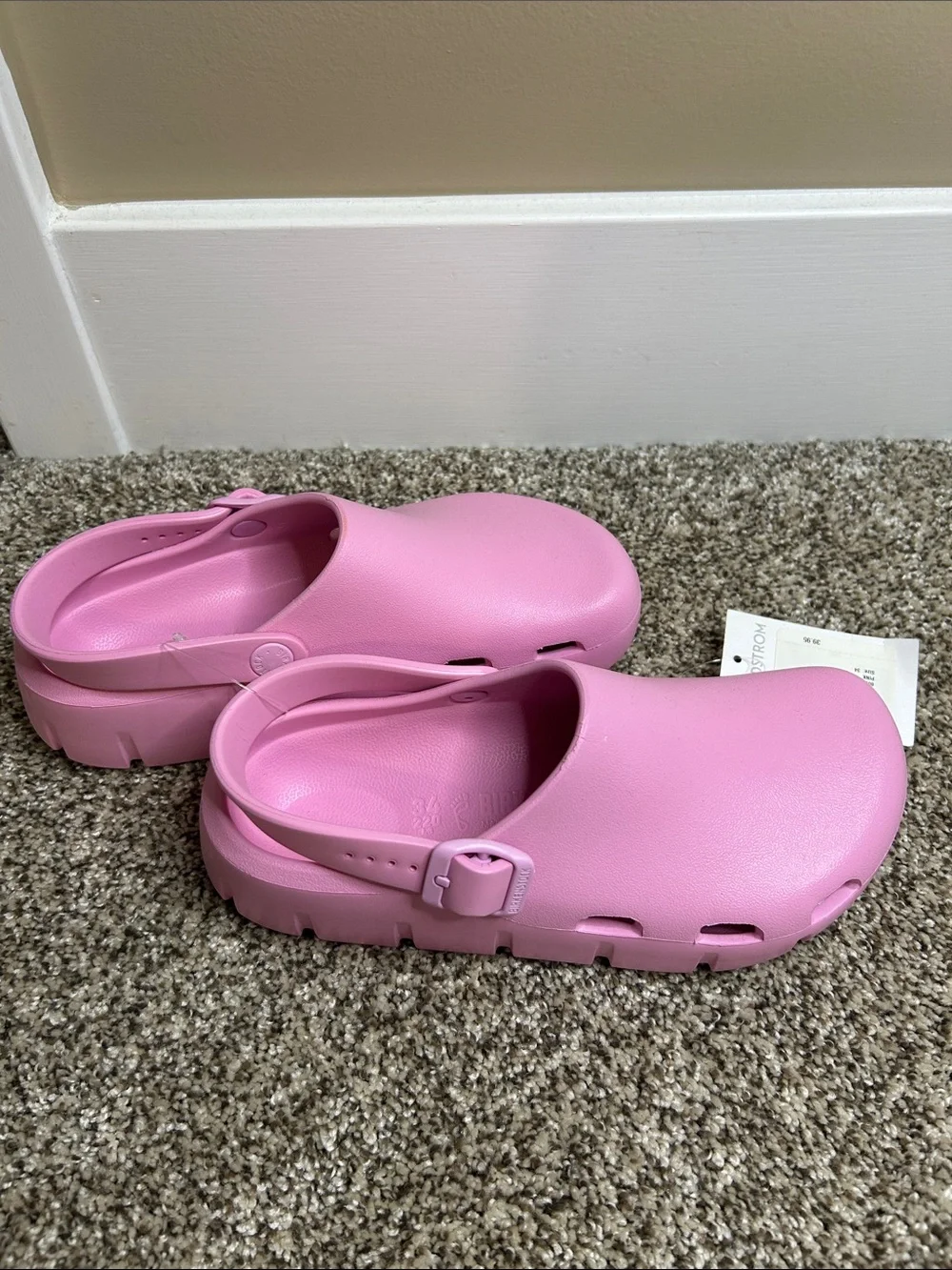 NEW Birkenstock Birki Flow Kids EVA Pink Clogs Slip On Shoes Size 34